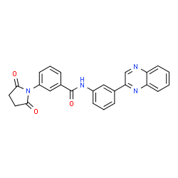 ChemSpider 2D Image | 3-(2,5-Dioxo-1-pyrrolidinyl)-N-[3-(2-quinoxalinyl)phenyl]benzamide | C25H18N4O3