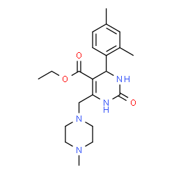 ChemSpider 2D Image | Ethyl 4-(2,4-dimethylphenyl)-6-[(4-methyl-1-piperazinyl)methyl]-2-oxo-1,2,3,4-tetrahydro-5-pyrimidinecarboxylate | C21H30N4O3