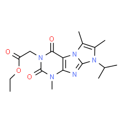 ChemSpider 2D Image | Ethyl (8-isopropyl-1,6,7-trimethyl-2,4-dioxo-1,2,4,8-tetrahydro-3H-imidazo[2,1-f]purin-3-yl)acetate | C17H23N5O4