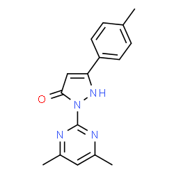 ChemSpider 2D Image | 2-(4,6-Dimethyl-2-pyrimidinyl)-5-(4-methylphenyl)-1,2-dihydro-3H-pyrazol-3-one | C16H16N4O