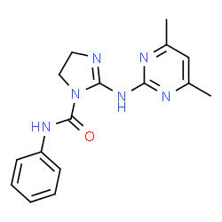 ChemSpider 2D Image | 2-[(4,6-Dimethyl-2-pyrimidinyl)amino]-N-phenyl-4,5-dihydro-1H-imidazole-1-carboxamide | C16H18N6O