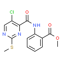 ChemSpider 2D Image | Methyl 2-({[5-chloro-2-(methylsulfanyl)-4-pyrimidinyl]carbonyl}amino)benzoate | C14H12ClN3O3S