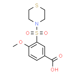 ChemSpider 2D Image | 4-Methoxy-3-(4-thiomorpholinylsulfonyl)benzoic acid | C12H15NO5S2