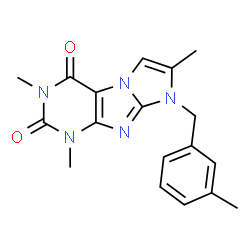 ChemSpider 2D Image | 1,3,7-Trimethyl-8-(3-methyl-benzyl)-1H,8H-imidazo[2,1-f]purine-2,4-dione | C18H19N5O2
