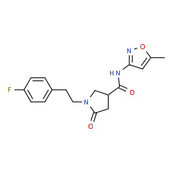 ChemSpider 2D Image | 1-[2-(4-Fluorophenyl)ethyl]-N-(5-methyl-1,2-oxazol-3-yl)-5-oxo-3-pyrrolidinecarboxamide | C17H18FN3O3