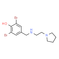 ChemSpider 2D Image | 2,6-Dibromo-4-({[2-(1-pyrrolidinyl)ethyl]amino}methyl)phenol | C13H18Br2N2O