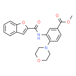 ChemSpider 2D Image | Methyl 3-[(1-benzofuran-2-ylcarbonyl)amino]-4-(4-morpholinyl)benzoate | C21H20N2O5