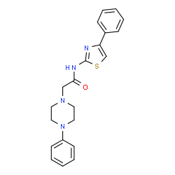 ChemSpider 2D Image | 2-(4-Phenyl-1-piperazinyl)-N-(4-phenyl-1,3-thiazol-2-yl)acetamide | C21H22N4OS