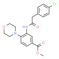 ChemSpider 2D Image | Methyl 3-{[(4-chlorophenyl)acetyl]amino}-4-(4-morpholinyl)benzoate | C20H21ClN2O4