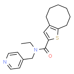 ChemSpider 2D Image | N-Ethyl-N-(4-pyridinylmethyl)-4,5,6,7,8,9-hexahydrocycloocta[b]thiophene-2-carboxamide | C19H24N2OS