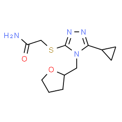 ChemSpider 2D Image | 2-{[5-Cyclopropyl-4-(tetrahydro-2-furanylmethyl)-4H-1,2,4-triazol-3-yl]sulfanyl}acetamide | C12H18N4O2S