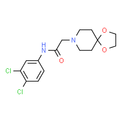 ChemSpider 2D Image | N-(3,4-Dichlorophenyl)-2-(1,4-dioxa-8-azaspiro[4.5]dec-8-yl)acetamide | C15H18Cl2N2O3