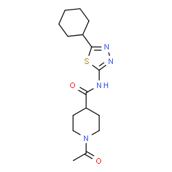 ChemSpider 2D Image | 1-Acetyl-N-(5-cyclohexyl-1,3,4-thiadiazol-2-yl)-4-piperidinecarboxamide | C16H24N4O2S