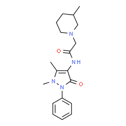 ChemSpider 2D Image | N-(1,5-Dimethyl-3-oxo-2-phenyl-2,3-dihydro-1H-pyrazol-4-yl)-2-(3-methyl-1-piperidinyl)acetamide | C19H26N4O2