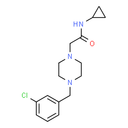 ChemSpider 2D Image | 2-[4-(3-Chlorobenzyl)-1-piperazinyl]-N-cyclopropylacetamide | C16H22ClN3O