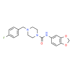 ChemSpider 2D Image | N-(1,3-Benzodioxol-5-yl)-4-(4-fluorobenzyl)-1-piperazinecarboxamide | C19H20FN3O3