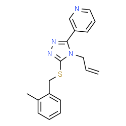ChemSpider 2D Image | 3-{4-Allyl-5-[(2-methylbenzyl)sulfanyl]-4H-1,2,4-triazol-3-yl}pyridine | C18H18N4S