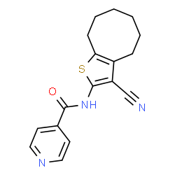 ChemSpider 2D Image | N-(3-Cyano-4,5,6,7,8,9-hexahydrocycloocta[b]thiophen-2-yl)isonicotinamide | C17H17N3OS