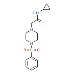 ChemSpider 2D Image | N-Cyclopropyl-2-[4-(phenylsulfonyl)-1-piperazinyl]acetamide | C15H21N3O3S