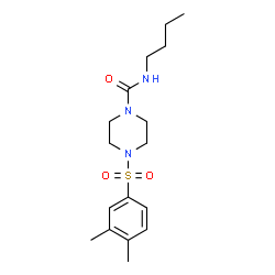 ChemSpider 2D Image | N-Butyl-4-[(3,4-dimethylphenyl)sulfonyl]-1-piperazinecarboxamide | C17H27N3O3S