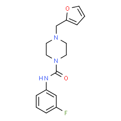 ChemSpider 2D Image | N-(3-Fluorophenyl)-4-(2-furylmethyl)-1-piperazinecarboxamide | C16H18FN3O2