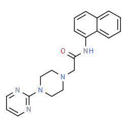 ChemSpider 2D Image | N-(1-Naphthyl)-2-[4-(2-pyrimidinyl)-1-piperazinyl]acetamide | C20H21N5O