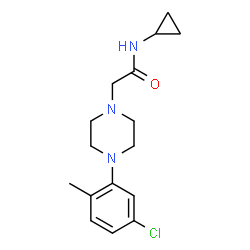 ChemSpider 2D Image | 2-[4-(5-Chloro-2-methylphenyl)-1-piperazinyl]-N-cyclopropylacetamide | C16H22ClN3O