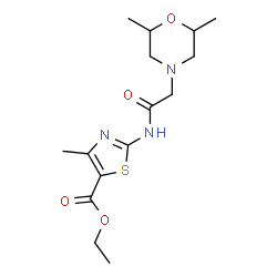 ChemSpider 2D Image | Ethyl 2-{[(2,6-dimethyl-4-morpholinyl)acetyl]amino}-4-methyl-1,3-thiazole-5-carboxylate | C15H23N3O4S