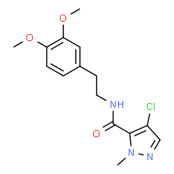 ChemSpider 2D Image | 4-Chloro-N-[2-(3,4-dimethoxyphenyl)ethyl]-1-methyl-1H-pyrazole-5-carboxamide | C15H18ClN3O3