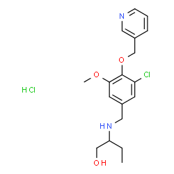 ChemSpider 2D Image | 2-{[3-Chloro-5-methoxy-4-(3-pyridinylmethoxy)benzyl]amino}-1-butanol hydrochloride (1:1) | C18H24Cl2N2O3