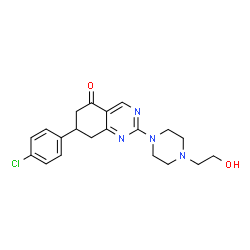 ChemSpider 2D Image | 7-(4-Chlorophenyl)-2-[4-(2-hydroxyethyl)-1-piperazinyl]-7,8-dihydro-5(6H)-quinazolinone | C20H23ClN4O2