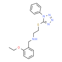 ChemSpider 2D Image | N-(2-Ethoxybenzyl)-2-[(1-phenyl-1H-tetrazol-5-yl)sulfanyl]ethanamine | C18H21N5OS