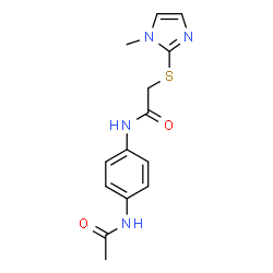 ChemSpider 2D Image | N-(4-Acetamidophenyl)-2-[(1-methyl-1H-imidazol-2-yl)sulfanyl]acetamide | C14H16N4O2S