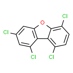 ChemSpider 2D Image | 1,3,6,9-TETRACHLORODIBENZOFURAN | C12H4Cl4O
