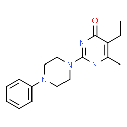 ChemSpider 2D Image | 5-Ethyl-6-methyl-2-(4-phenyl-1-piperazinyl)-4(1H)-pyrimidinone | C17H22N4O