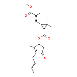 ChemSpider 2D Image | 3-(2-Buten-1-yl)-2-methyl-4-oxo-2-cyclopenten-1-yl 3-(3-methoxy-2-methyl-3-oxo-1-propen-1-yl)-2,2-dimethylcyclopropanecarboxylate | C21H28O5