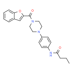 ChemSpider 2D Image | N-{4-[4-(1-Benzofuran-2-ylcarbonyl)-1-piperazinyl]phenyl}butanamide | C23H25N3O3