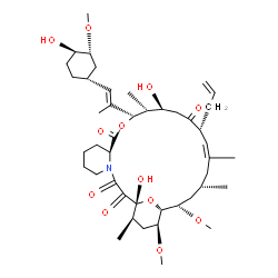 ChemSpider 2D Image | 17-Allyl-1,14-dihydroxy-12-[2-(4-hydroxy-3-methoxycyclohexyl)-1-methylvinyl]-23,25-dimethoxy-13,19,21,27-tetramethyl-11,28-dioxa-4-azatricyclo[22.3.1.04,9]octacos-18-ene-2,3,10,16-tetraone | C44H69NO12