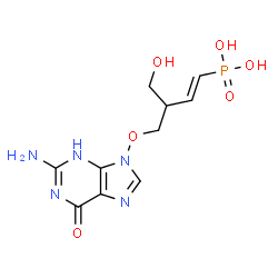 ChemSpider 2D Image | [(1E)-4-[(2-amino-6-hydroxy-9H-purin-9-yl)oxy]-3-(hydroxymethyl)but-1-en-1-yl]phosphonic acid | C10H14N5O6P