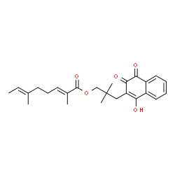 ChemSpider 2D Image | 3-(1-Hydroxy-3,4-dioxo-3,4-dihydro-2-naphthalenyl)-2,2-dimethylpropyl (2E,6E)-2,6-dimethyl-2,6-octadienoate | C25H30O5