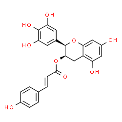 ChemSpider 2D Image | (2R,3R)-5,7-Dihydroxy-2-(3,4,5-trihydroxyphenyl)-3,4-dihydro-2H-chromen-3-yl (2E)-3-(4-hydroxyphenyl)acrylate | C24H20O9