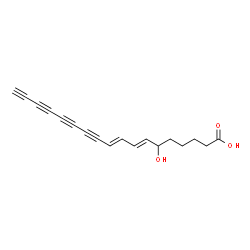 ChemSpider 2D Image | (7E,9E)-6-Hydroxy-7,9-octadecadiene-11,13,15,17-tetraynoic acid | C18H16O3