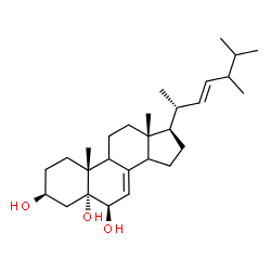 ChemSpider 2D Image | (3beta,5alpha,6beta,9xi,14xi,22E,24xi)-Ergosta-7,22-diene-3,5,6-triol | C28H46O3