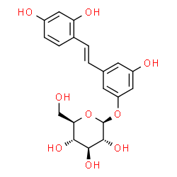 ChemSpider 2D Image | 3-[(E)-2-(2,4-Dihydroxyphenyl)vinyl]-5-hydroxyphenyl beta-D-glucopyranoside | C20H22O9