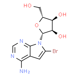 ChemSpider 2D Image | 6-Bromo-7-(beta-D-ribofuranosyl)-7H-pyrrolo[2,3-d]pyrimidin-4-amine | C11H13BrN4O4