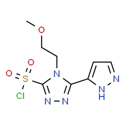 ChemSpider 2D Image | 4-(2-Methoxyethyl)-5-(1H-pyrazol-5-yl)-4H-1,2,4-triazole-3-sulfonyl chloride | C8H10ClN5O3S