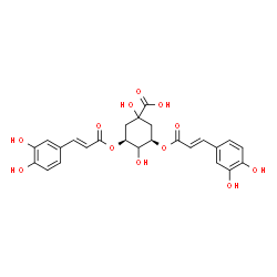 ChemSpider 2D Image | (3R,5S)-3,5-Bis{[(2E)-3-(3,4-dihydroxyphenyl)-2-propenoyl]oxy}-1,4-dihydroxycyclohexanecarboxylic acid | C25H24O12