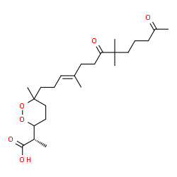 ChemSpider 2D Image | (2S)-2-{6-Methyl-6-[(3E)-4,8,8-trimethyl-7,12-dioxo-3-tridecen-1-yl]-1,2-dioxan-3-yl}propanoic acid | C24H40O6