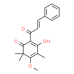 ChemSpider 2D Image | 3-Hydroxy-5-methoxy-4,6,6-trimethyl-2-[(2E)-3-phenyl-2-propenoyl]-2,4-cyclohexadien-1-one | C19H20O4