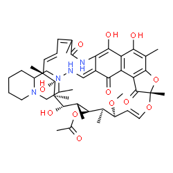 ChemSpider 2D Image | (7S,9E,11S,12R,13S,14R,15R,16R,17S,18S,26E)-2,15,17,29-Tetrahydroxy-11-methoxy-3,7,12,14,16,18,22-heptamethyl-26-{[(3-methyloctahydro-2H-pyrido[1,2-a]pyrazin-2-yl)amino]methylene}-6,23,27-trioxo-8,30-
dioxa-24-azatetracyclo[23.3.1.1~4,7~.0~5,28~]triaconta-1(28),2,4,9,19,21,25(29)-heptaen-13-yl acetate | C47H64N4O12
